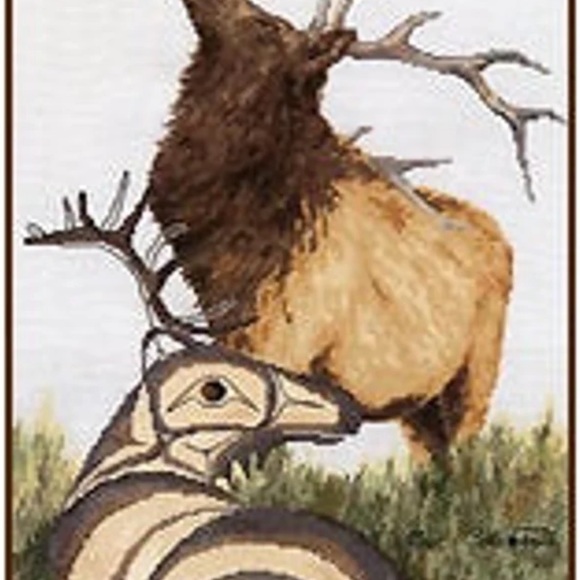 Framed Elk Art Print ELK by Sue Coleman with Clear Vue Glass First Nations - Picture 2 of 7